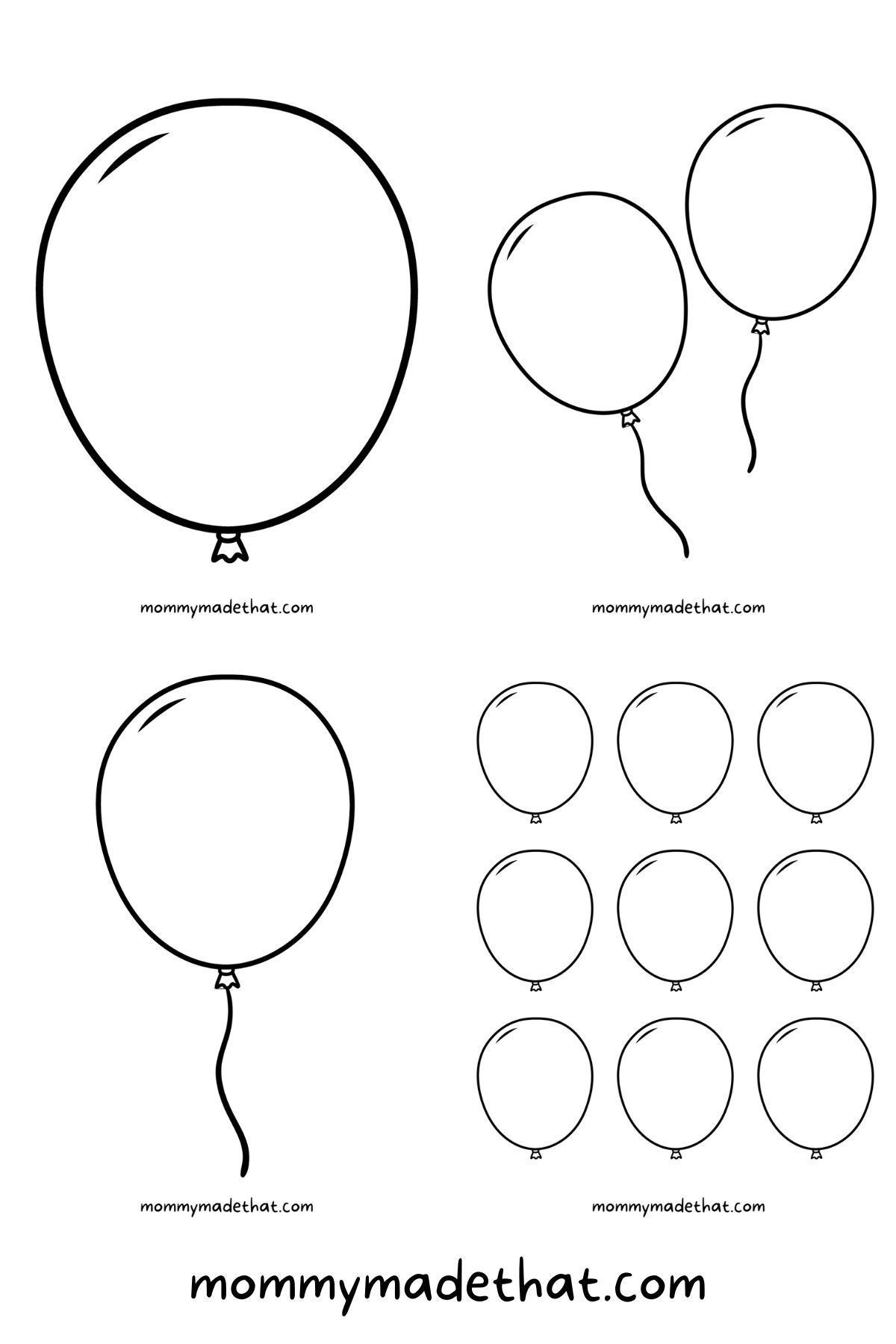 Free Printable Balloon Templates (Different Sizes!!) inside FREE Printable Balloon Sizer Template