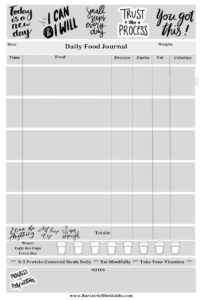 Free Printable Bariatric Food Journal intended for Free Printable Bariatric Food Journal
