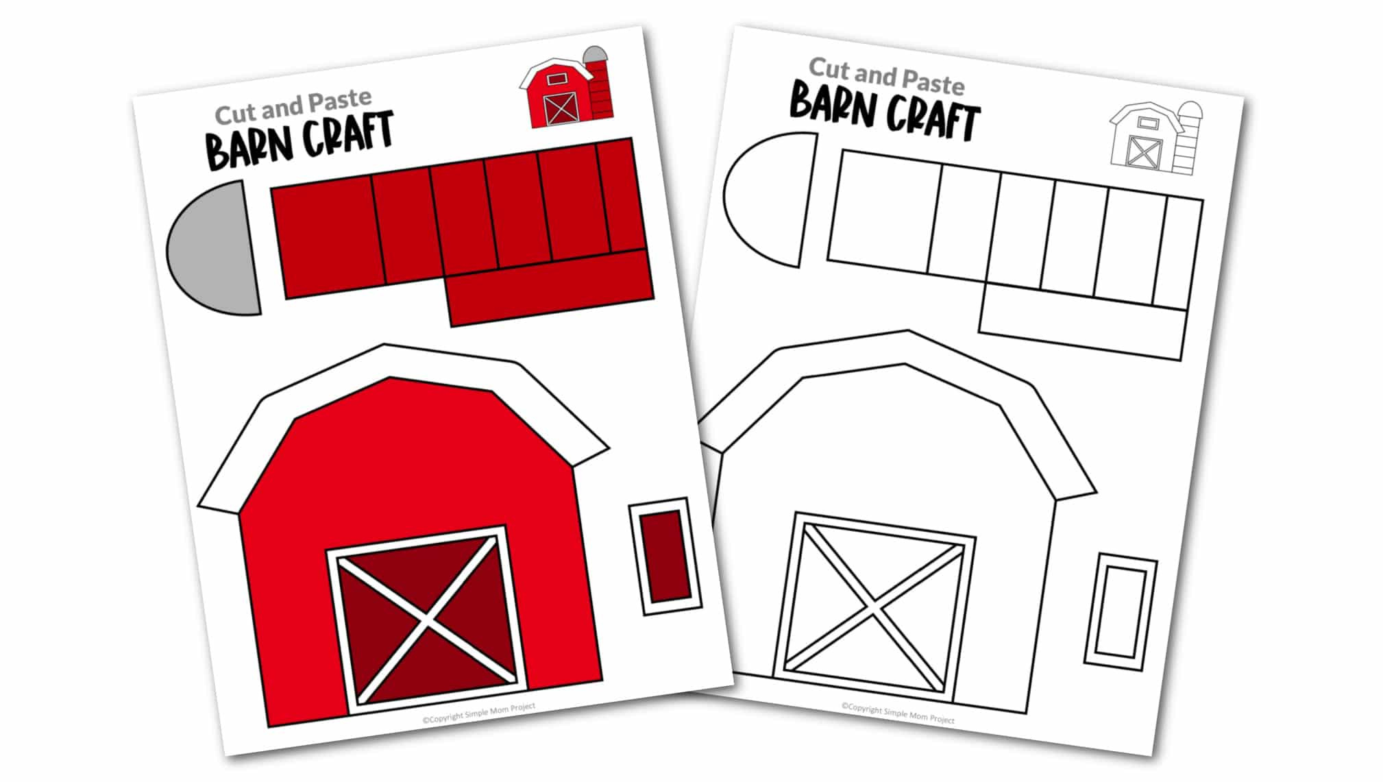 Free Printable Barn Craft Template - Simple Mom Project in FREE Printable Barn Crafts For Preschoolers