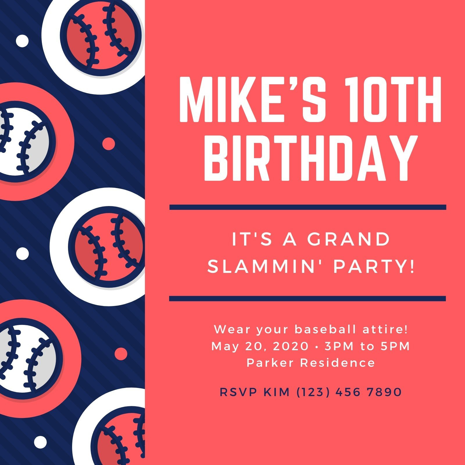 Free Printable Baseball Party Invitation Templates | Canva regarding Free Printable Baseball Birthday Invitations