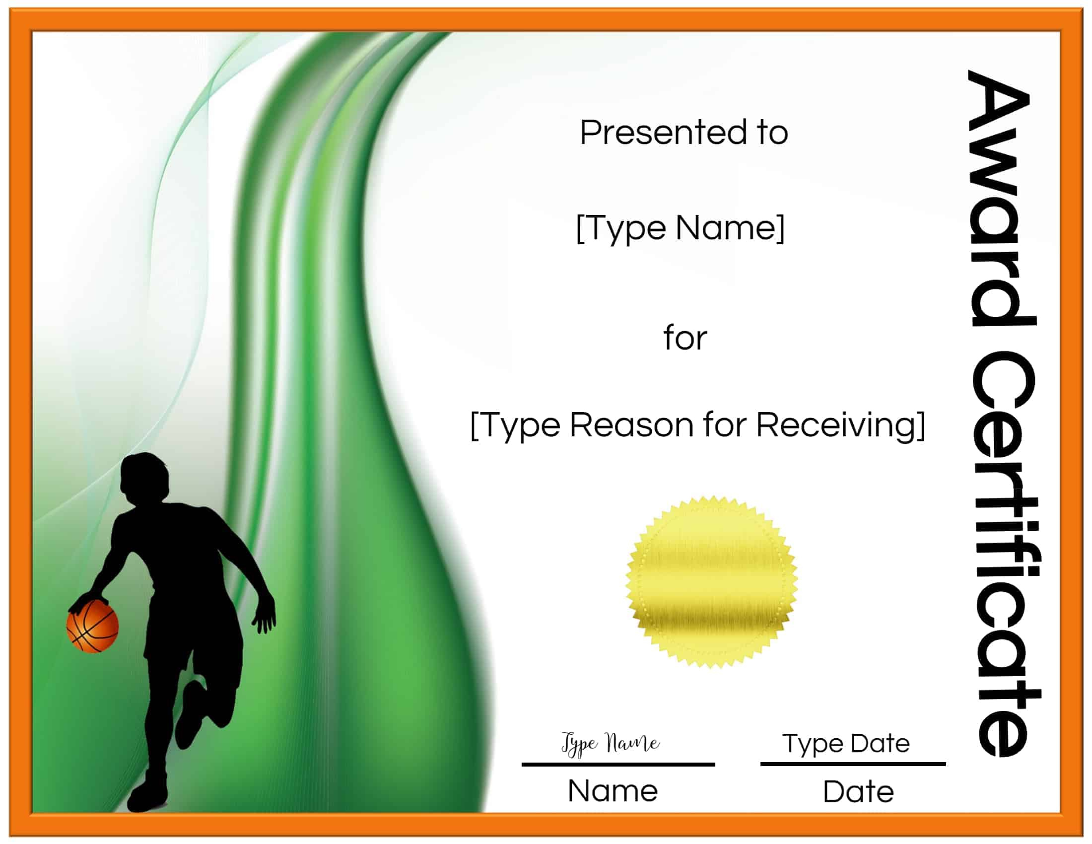 Free Printable Basketball Certificates | Edit Online And Print At Home inside Free Printable Basketball Awards Certificates