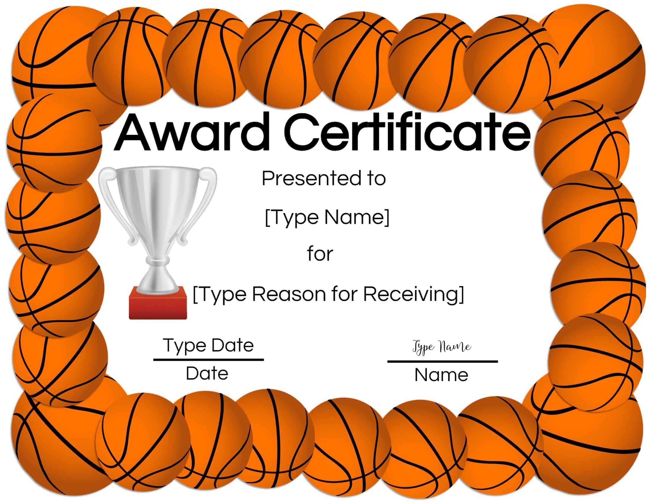 Free Printable Basketball Certificates | Edit Online And Print At Home inside Free Printable Basketball Certificate Templates