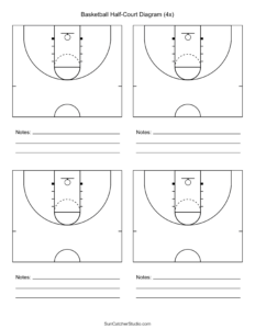 Free Printable Basketball Court Diagrams &amp; Layout – Free with Free Printable Basketball Half Court