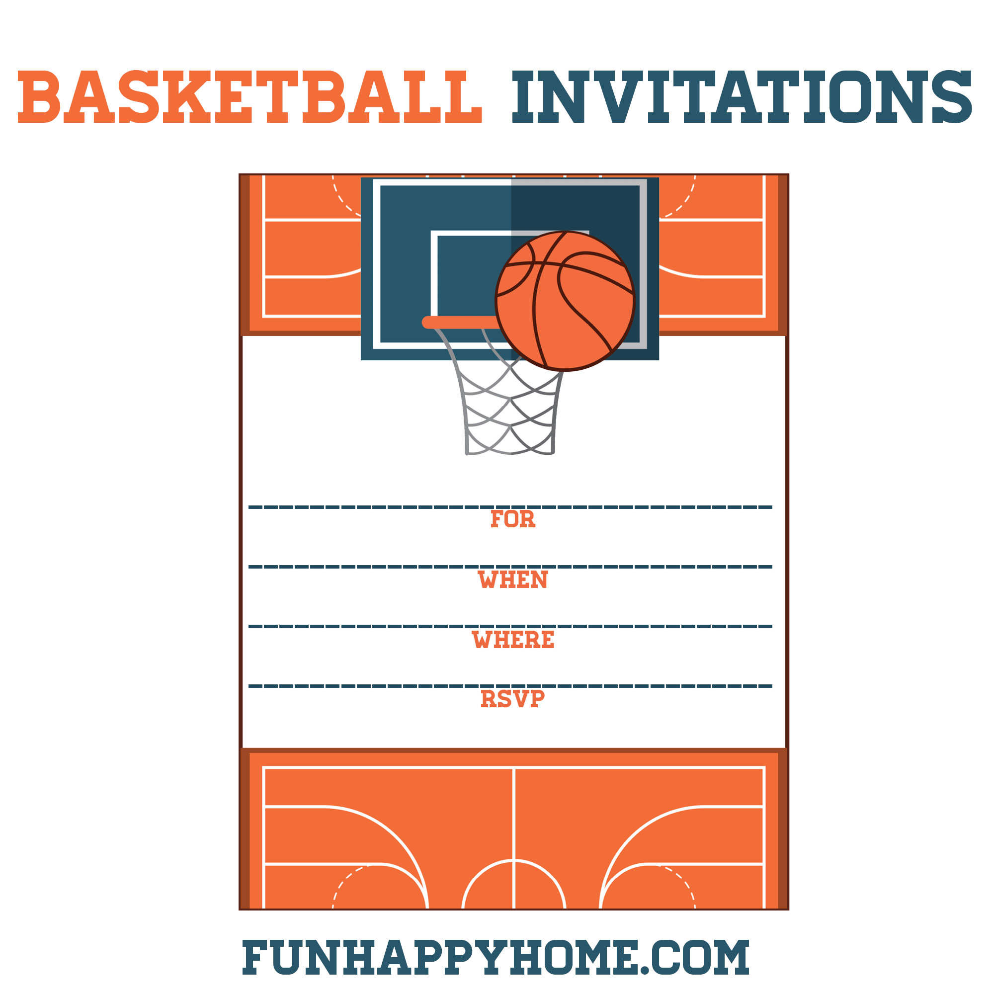 Free Printable Basketball Themed Party Invitations - Fun Happy Home with FREE Printable Basketball Birthday Cards