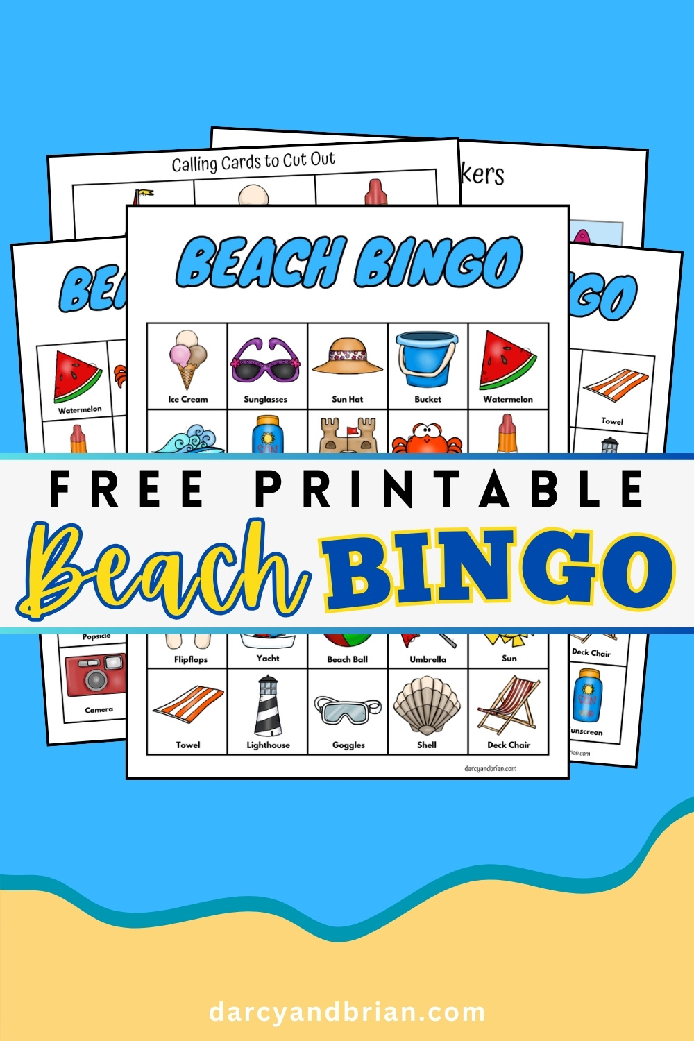 Free Printable Beach Bingo Game For Kids inside Free Printable Beach Bingo Cards