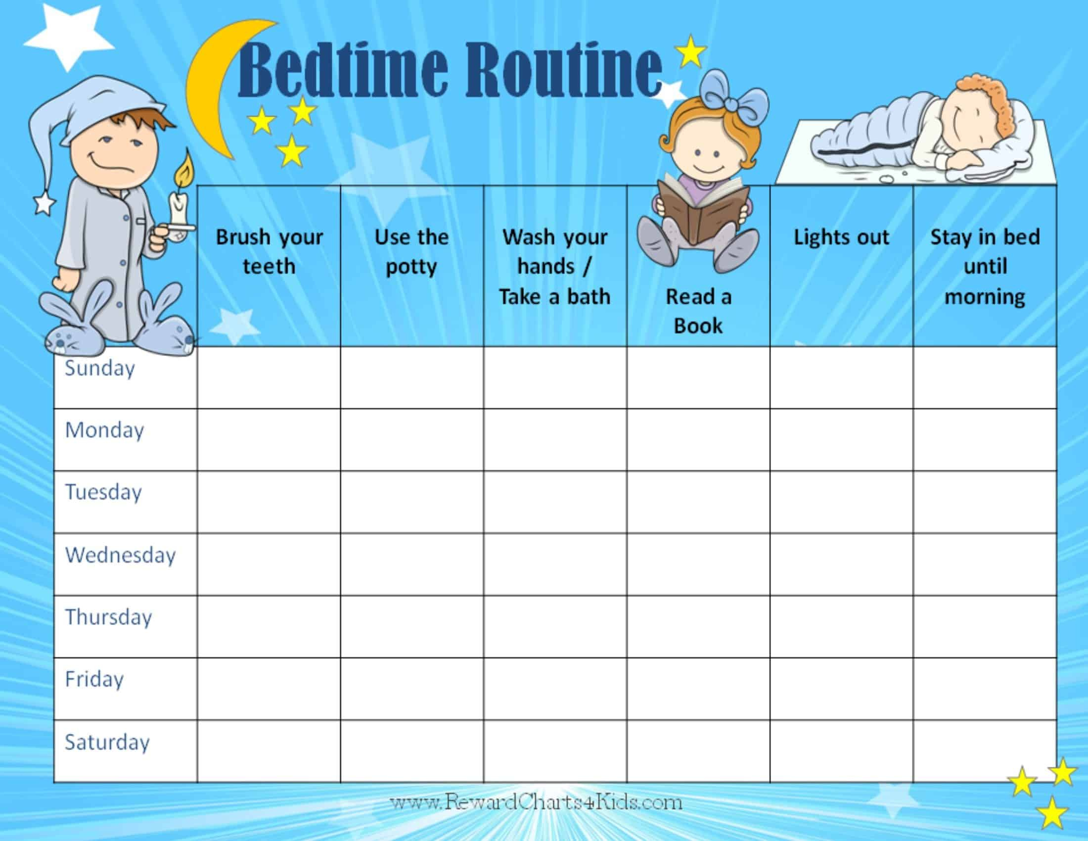 Free Printable Bedtime Routine Chart | Customize Online Then Print throughout Free Printable Bedtime Sticker Chart