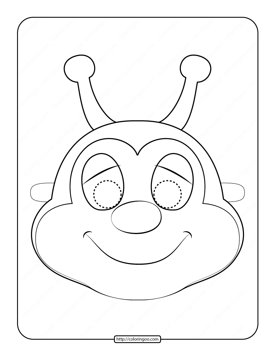 Free Printable Bee Mask Outline Coloring Page in Free Printable Bee Mask Template