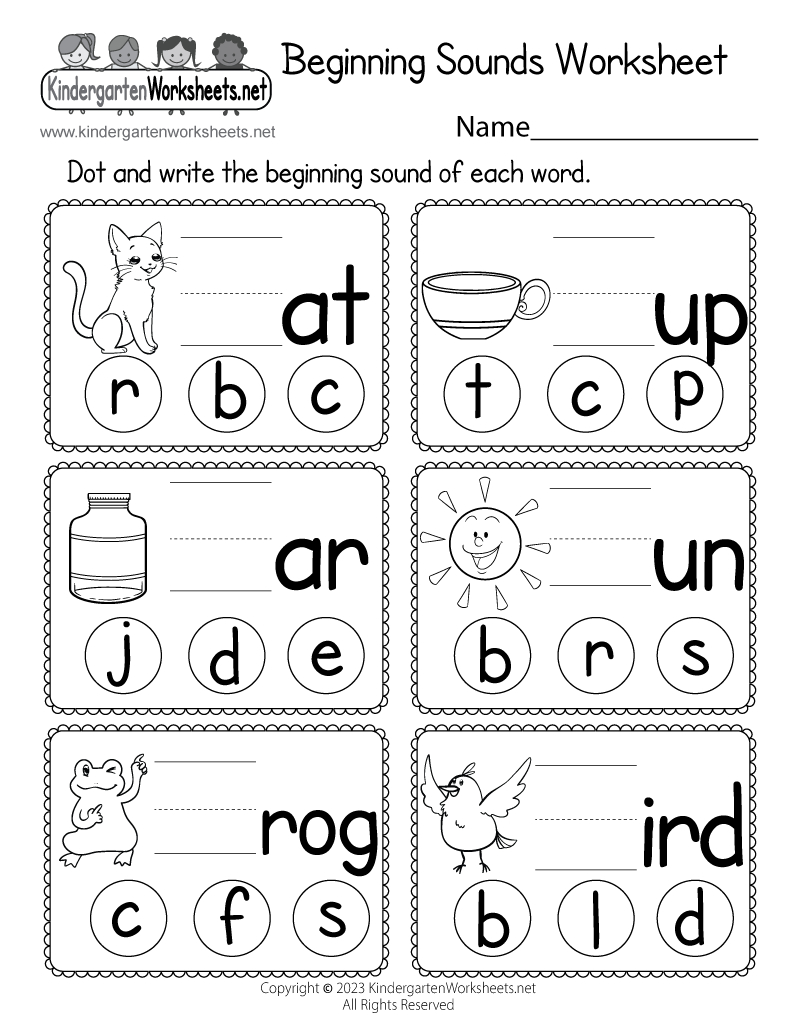 Free Printable Beginning Sounds Worksheet regarding FREE Printable Beginning Sounds Worksheets For Kindergarten