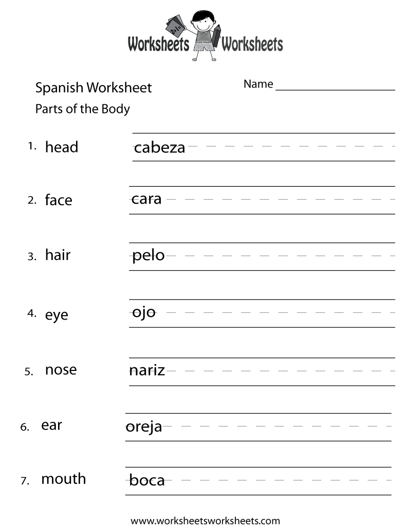 Free Printable Beginning Spanish Worksheet with Free Printable Beginning Spanish Worksheets