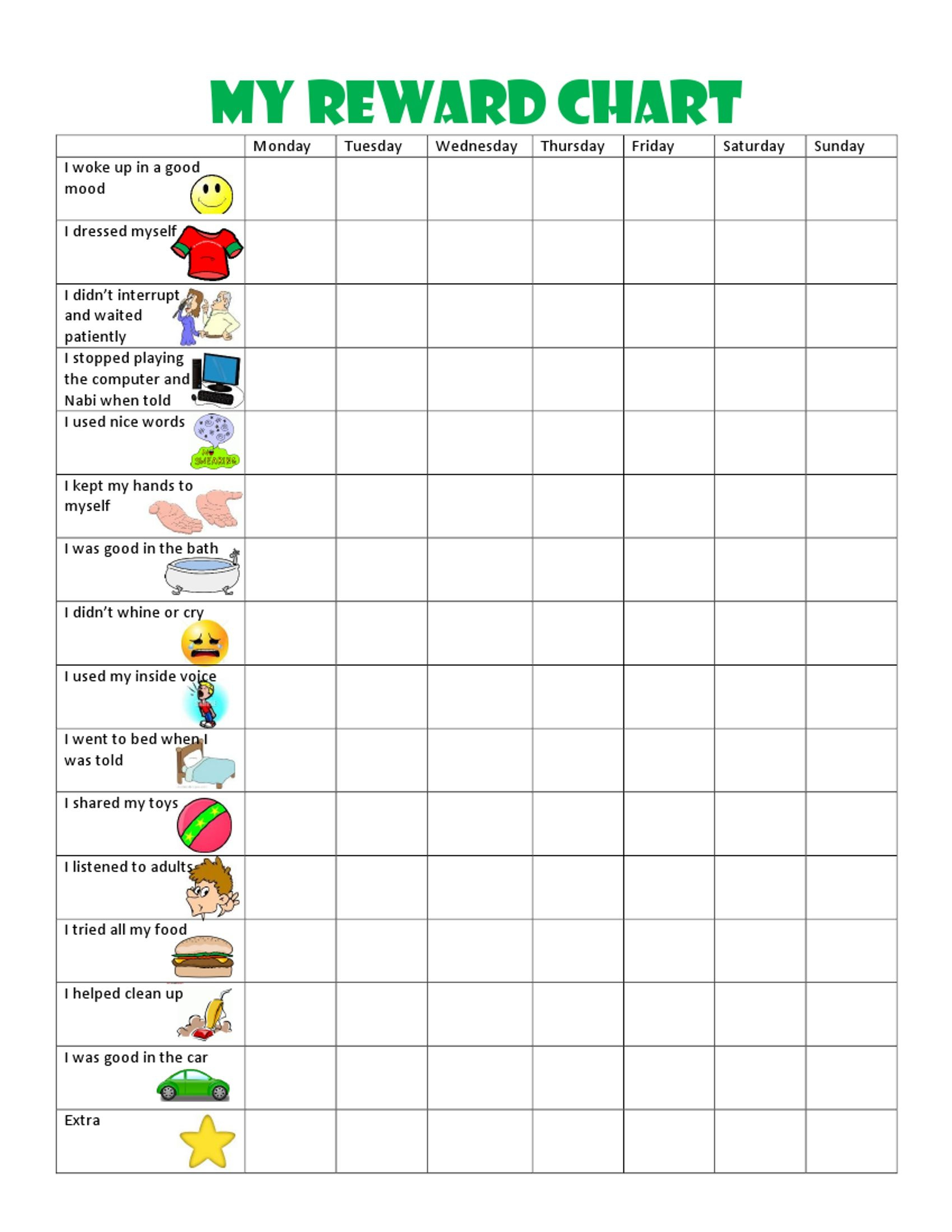 Free Printable Behavior Charts For 6 Year Olds for FREE Printable Behavior Charts For 6 Year Olds