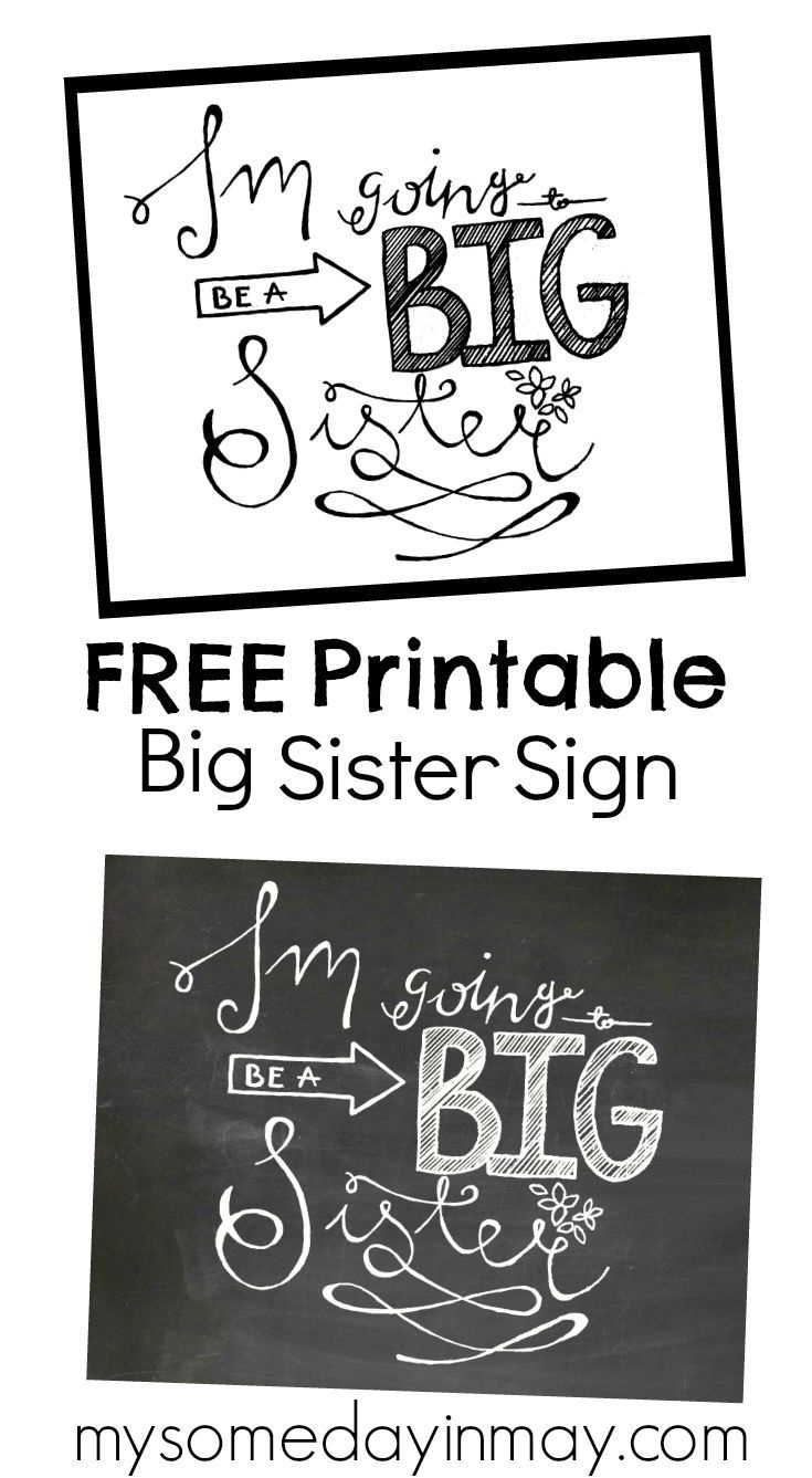 Free Printable Big Sister Sign intended for FREE Printable Big Sister Sign