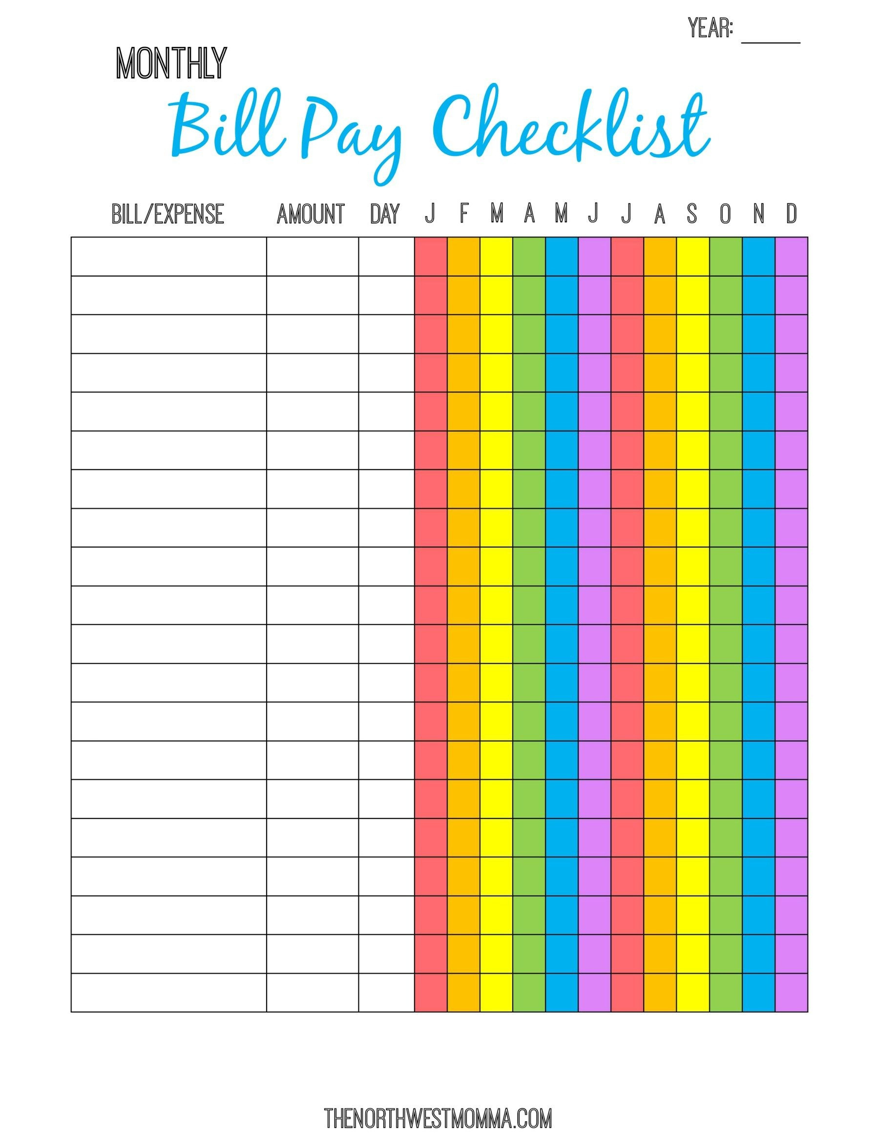 Free Printable Bill Planner - Printable Party Favors throughout Free Printable Bill Payment Chart