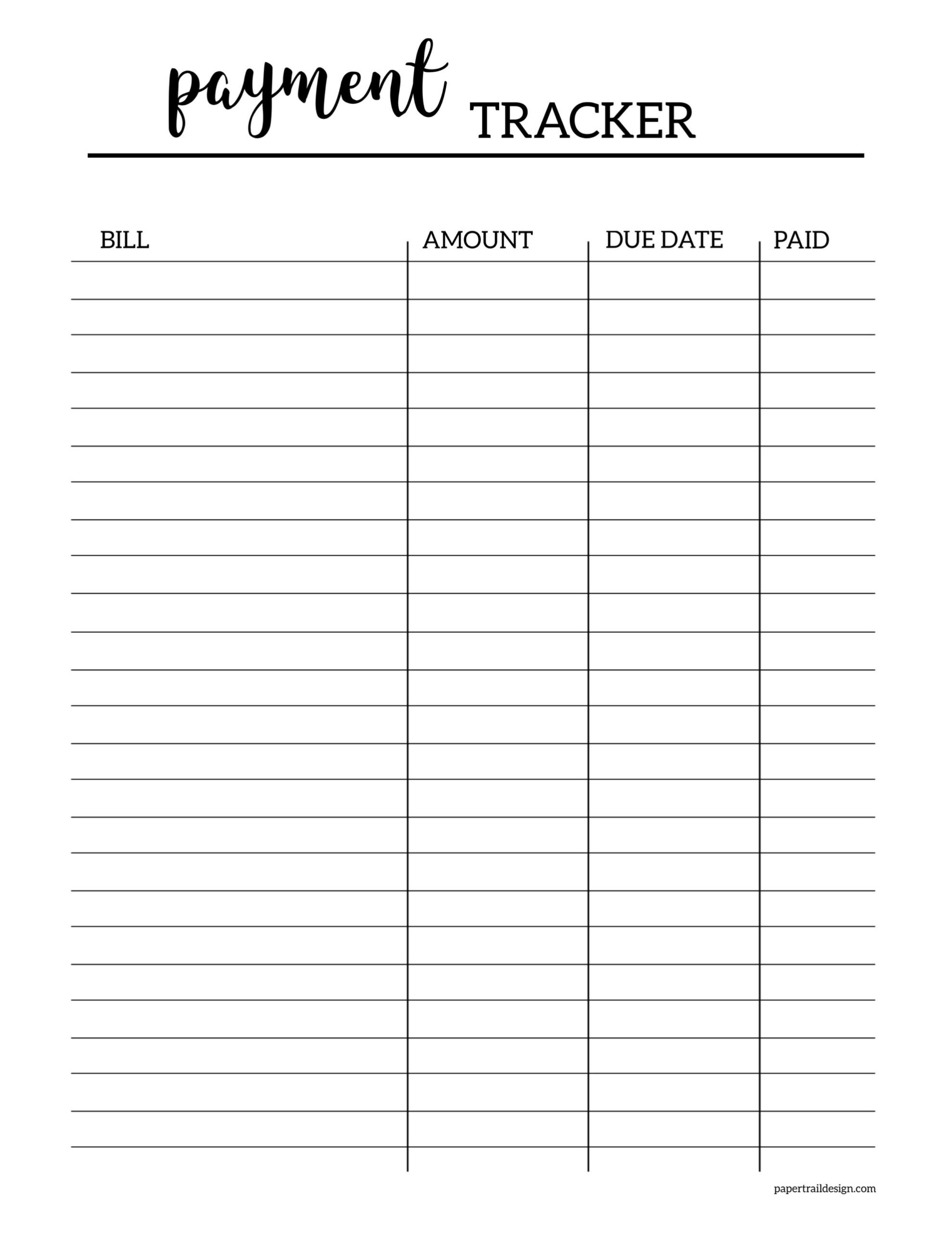 Free Printable Bill Tracker - Paper Trail Design with Free Printable Bill Tracker Template