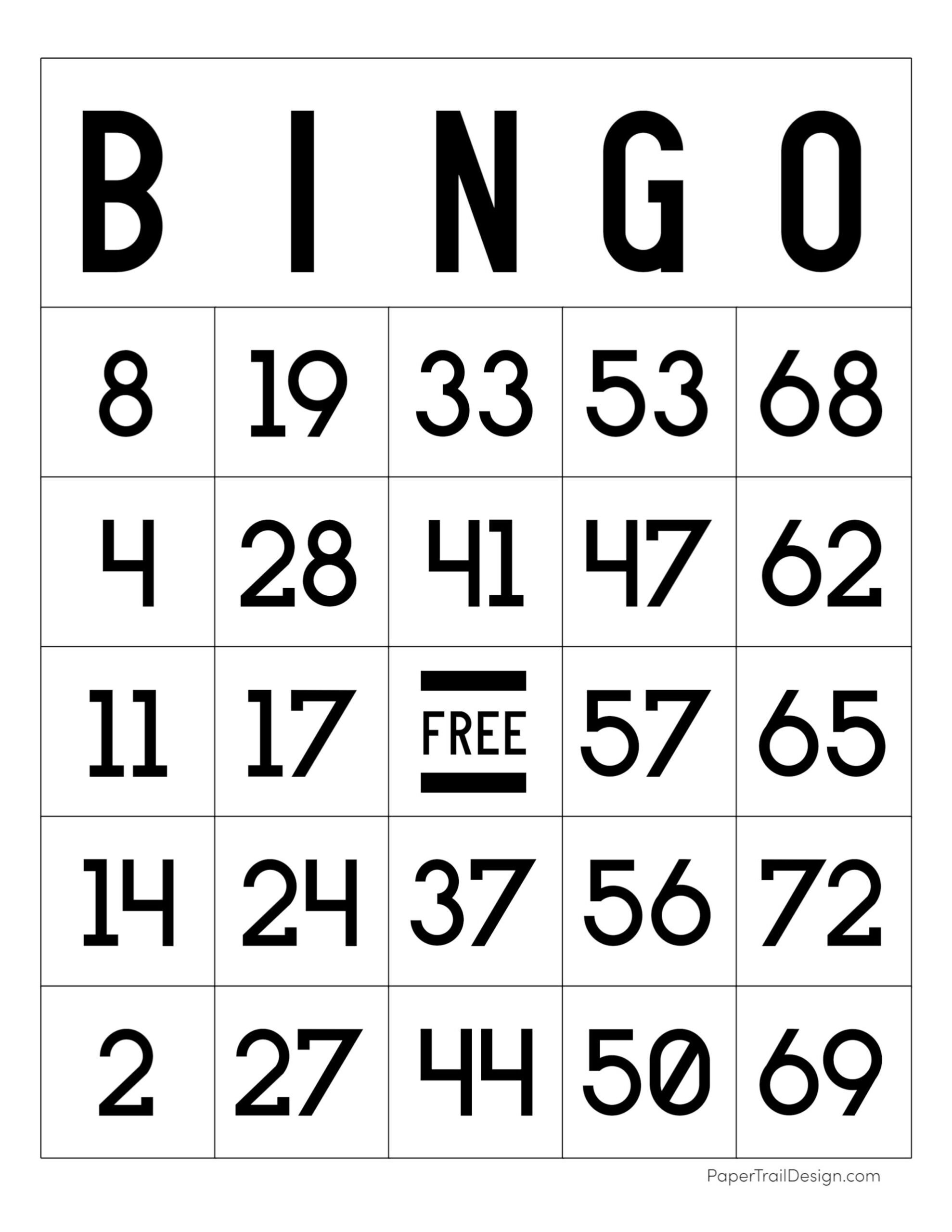 Free Printable Bingo Cards - Paper Trail Design throughout FREE Printable Bingo Cards with Numbers 1-100