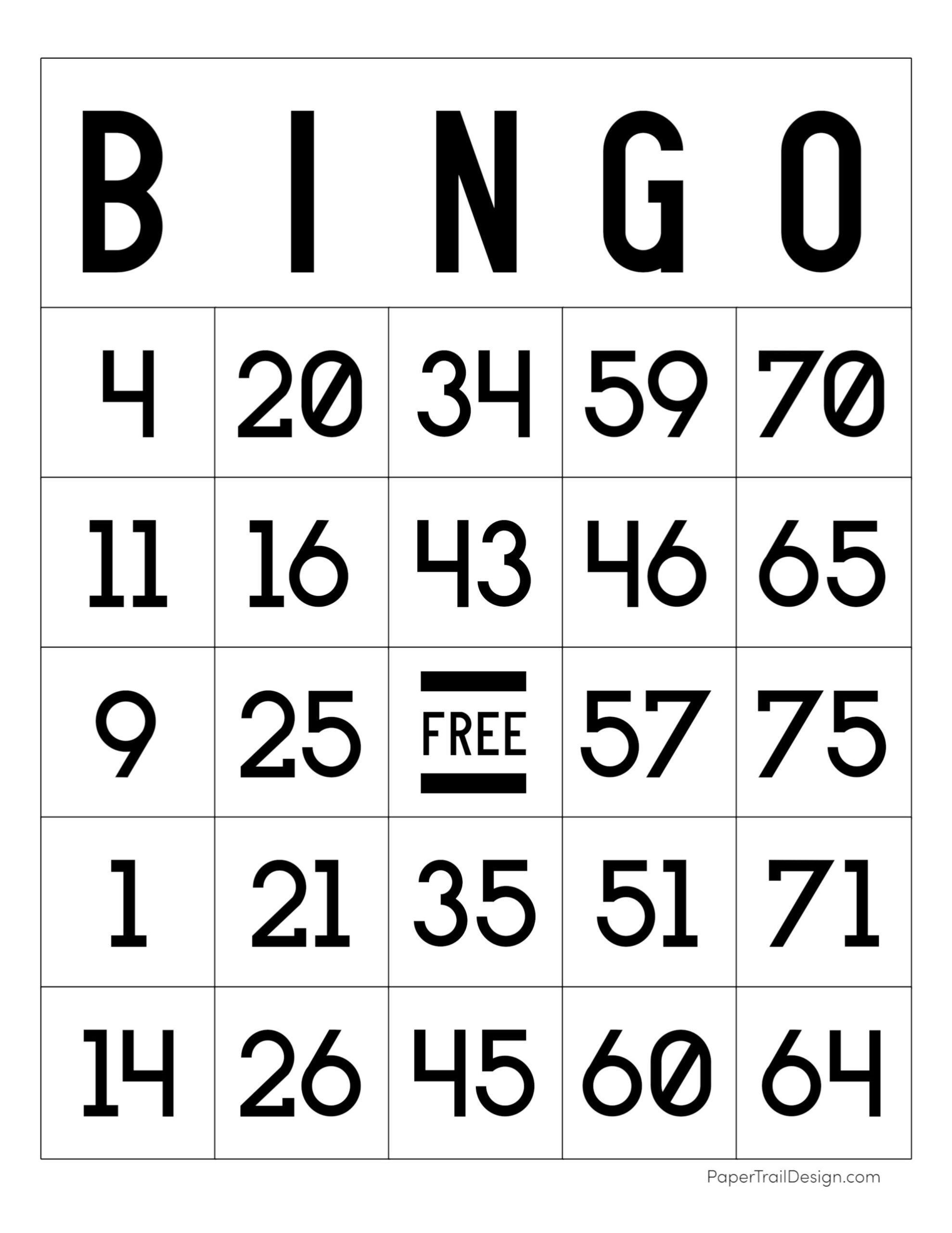 Free Printable Bingo Cards - Paper Trail Design within Free Printable Bingo 1 75