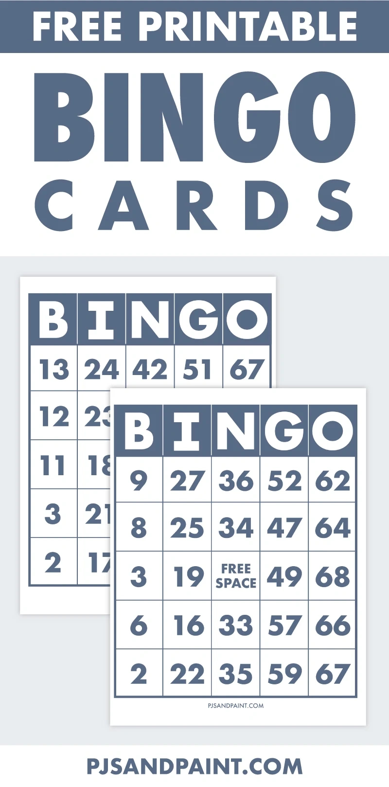 Free Printable Bingo Cards - Pjs And Paint pertaining to FREE Printable Bingo Cards For Seniors