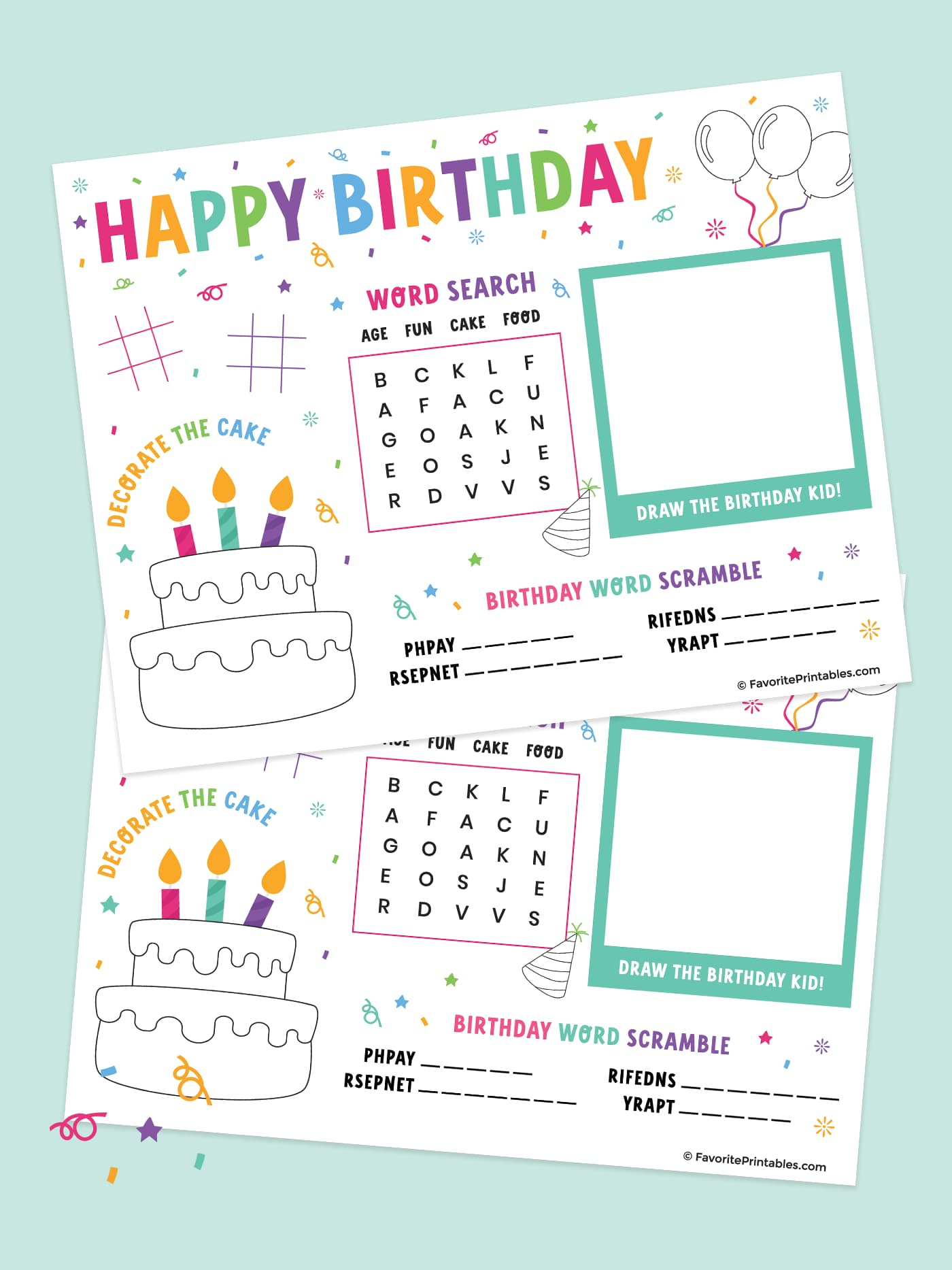 Free Printable Birthday Activity Sheet - Favorite Printables regarding Free Printable Birthday Activity Sheets