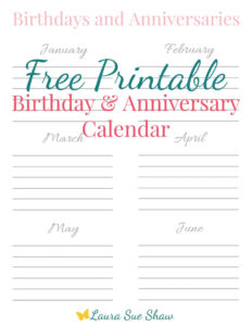 Free Printable Birthday &amp; Anniversary Calendar - Practical with regard to FREE Printable Birthday and Anniversary Calendar