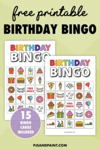 Free Printable Birthday Bingo For Kids - Pjs And Paint throughout FREE Printable Birthday Bingo Printable