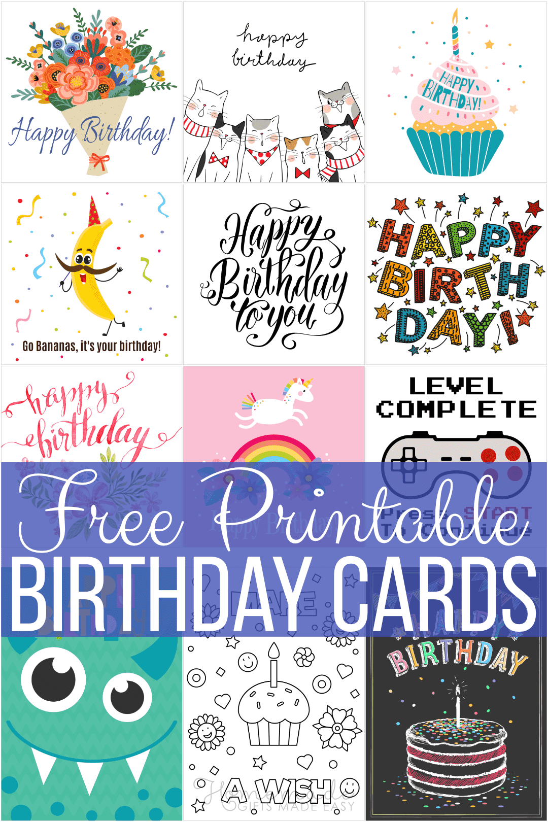 Free Printable Birthday Cards For Everyone with FREE Printable Birthday Card Inserts