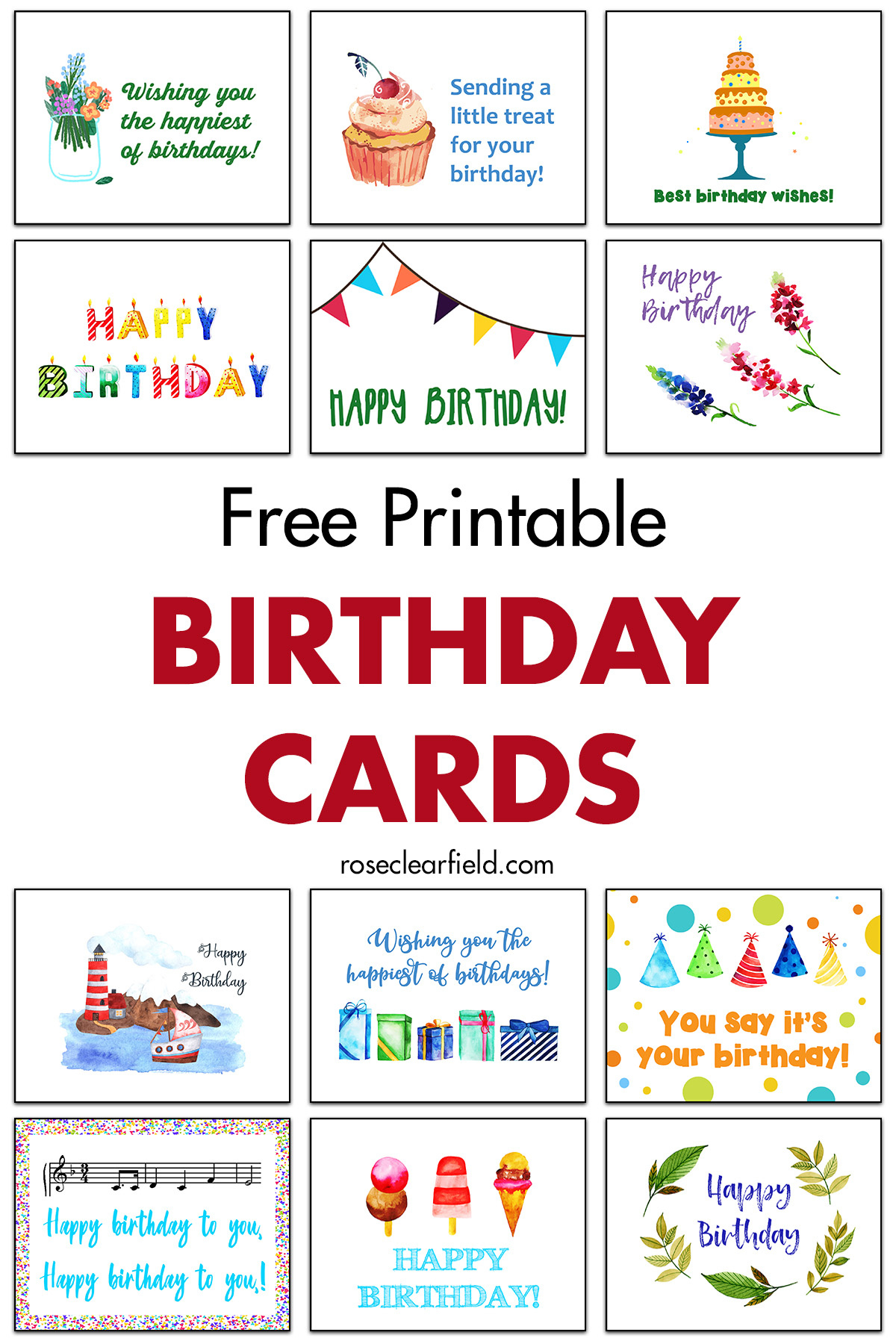 Free Printable Birthday Cards • Rose Clearfield for FREE Printable Birthday Cards For Teachers