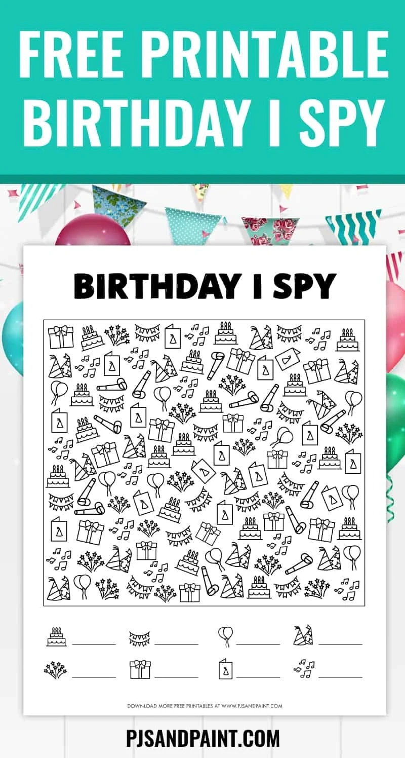 Free Printable Birthday I Spy Game For Kids - Pjs And Paint intended for FREE Printable Birthday Worksheet For Kindergarten