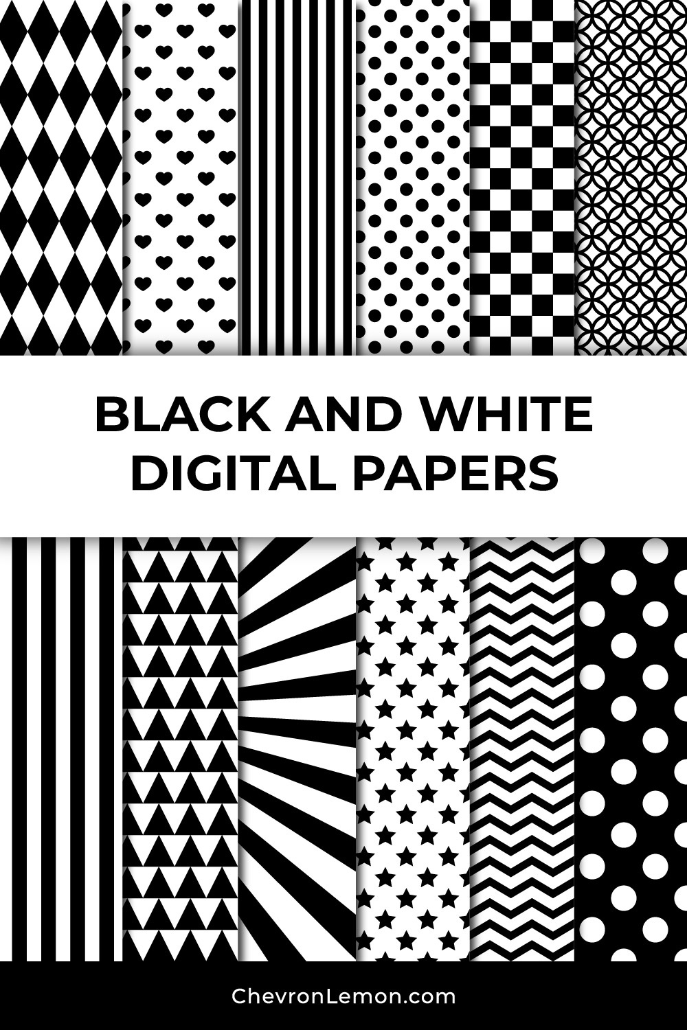 Free Printable Black And White Digital Paper Pack - Chevron Lemon inside Free Printable Black And White Photos
