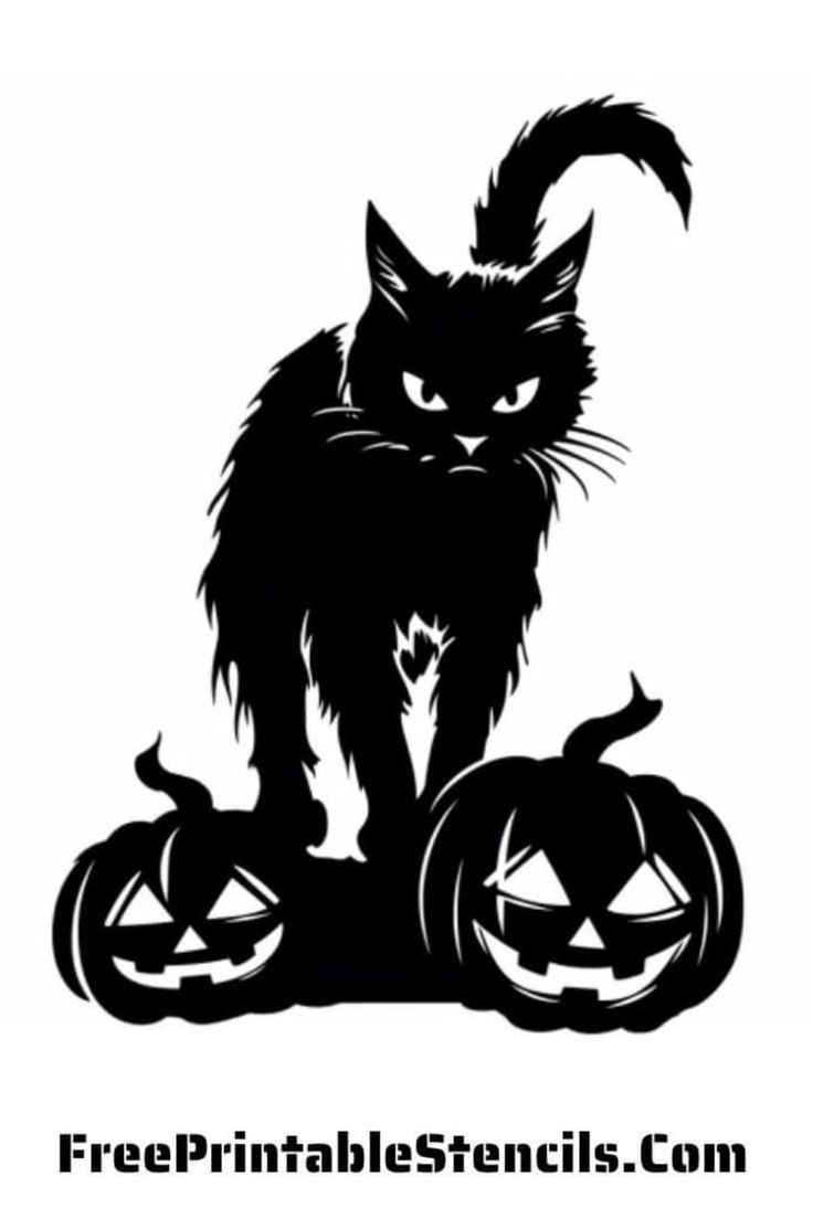 Free Printable Black Cat Stencil For Halloween regarding Free Printable Black Cat Template