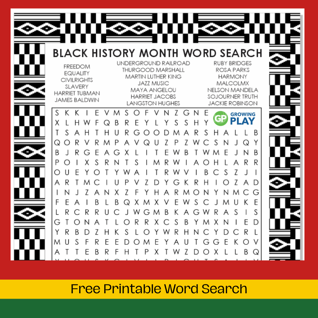 Free Printable Black History Month Word Search - Growing Play throughout FREE Printable Black History Word Search