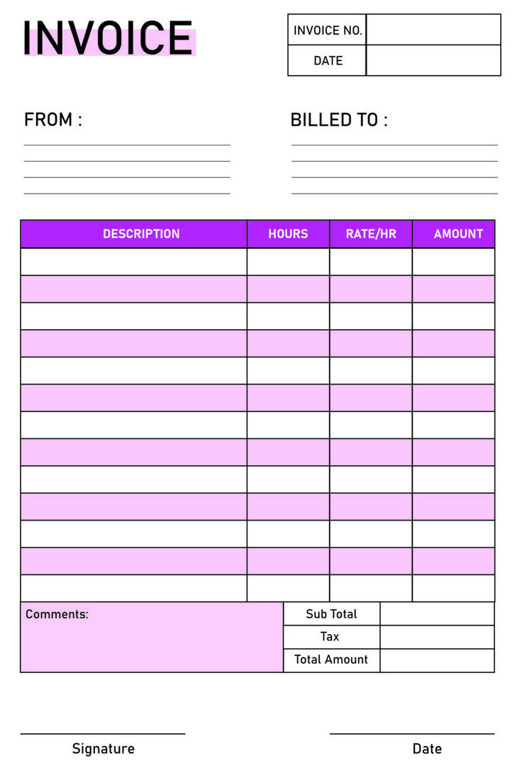 Free Printable Blank Invoice Template Pdf with Free Printable Blank Invoice Template