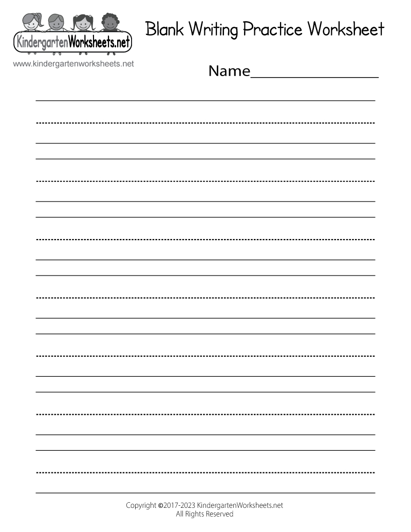 Free Printable Blank Writing Practice Worksheet with Free Printable Blank Handwriting Worksheets For Kindergarten