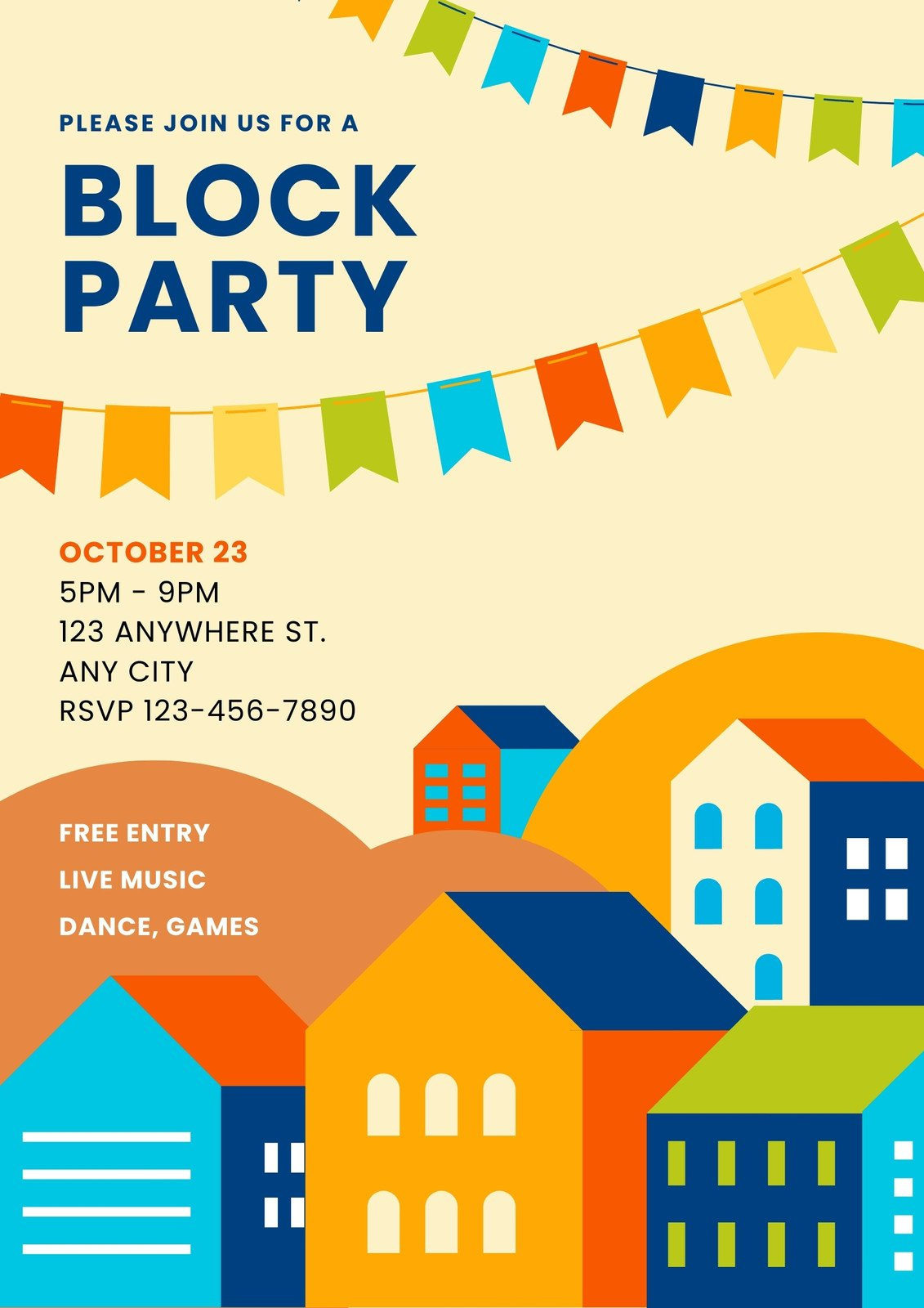 Free Printable Block Party Flyer Template | Canva in Free Printable Block Party Flyers