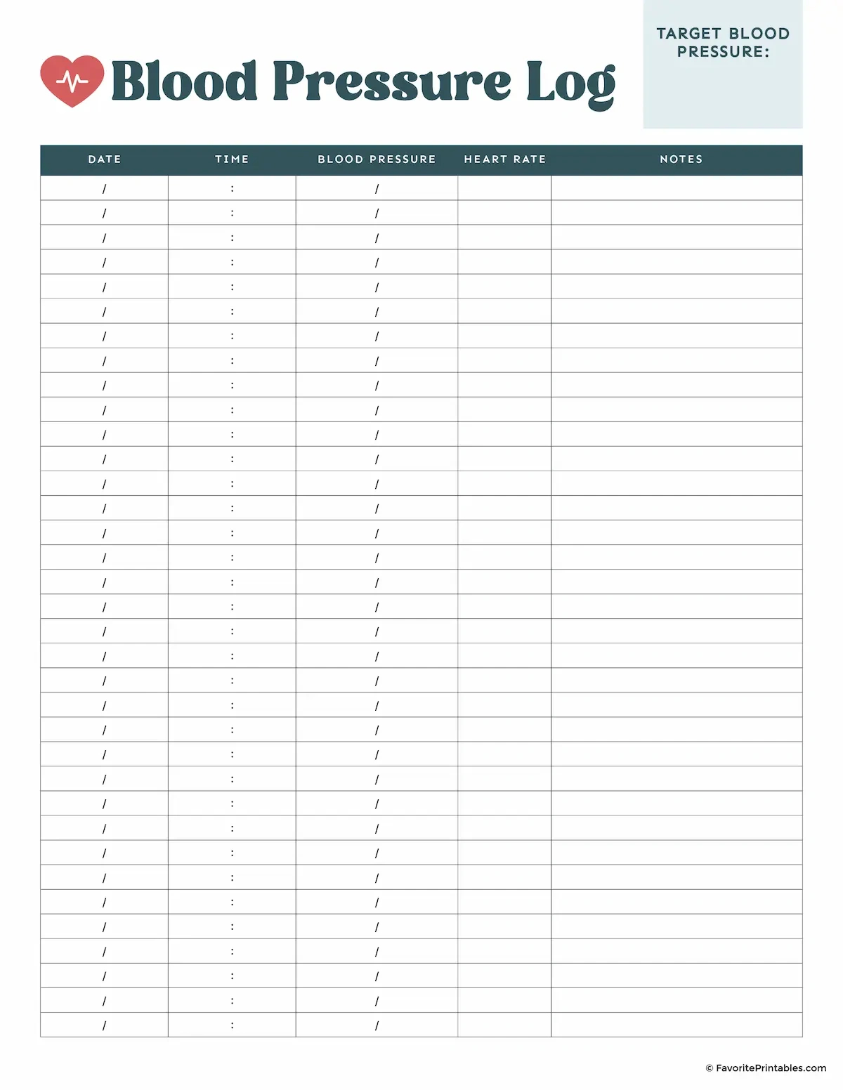 Free Printable Blood Pressure Log - Favorite Printables intended for Free Printable Blood Pressure Tracking Sheet
