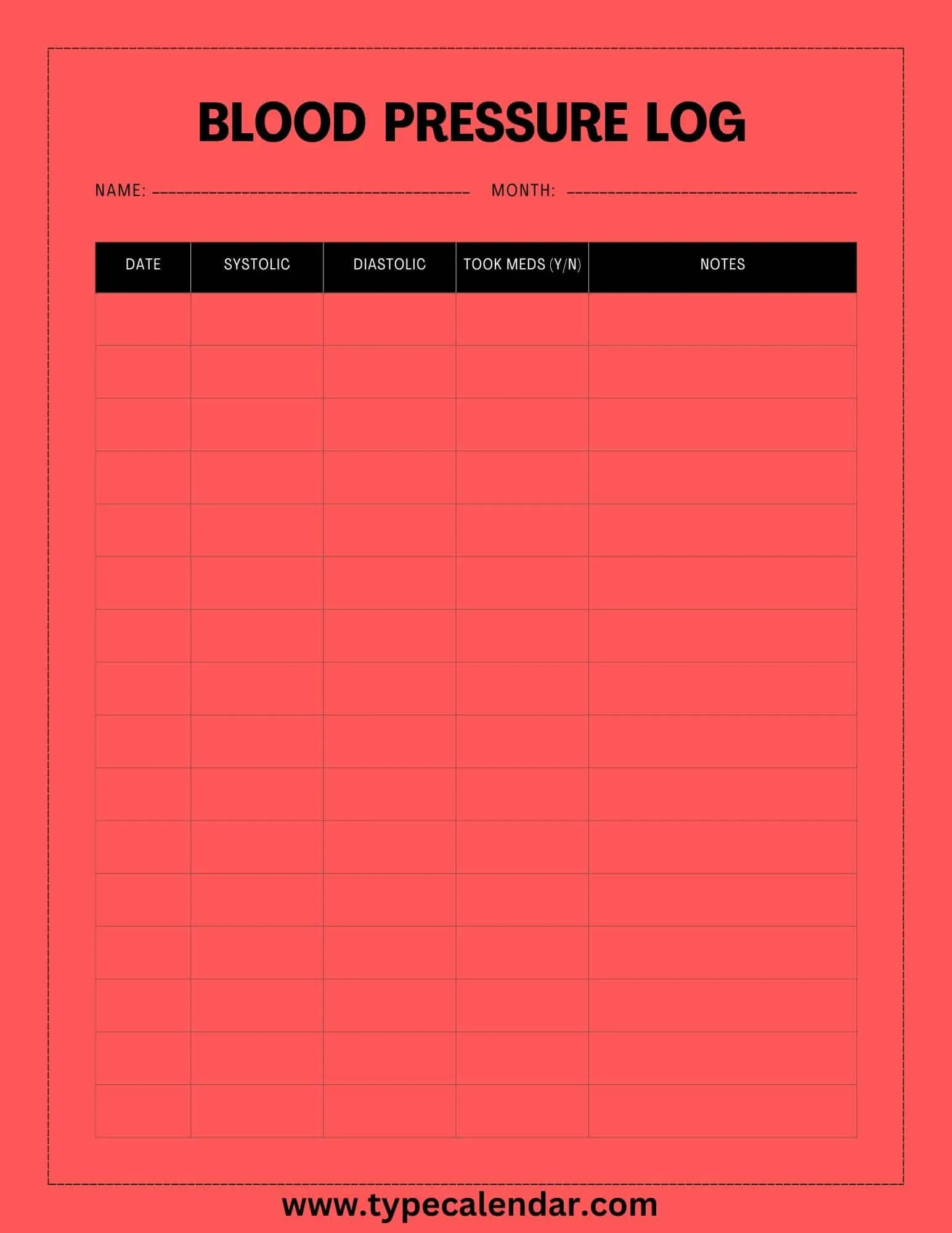 Free Printable Blood Pressure Log Templates [Pdf, Excel] Sheet throughout Free Printable Blood Pressure Log Template