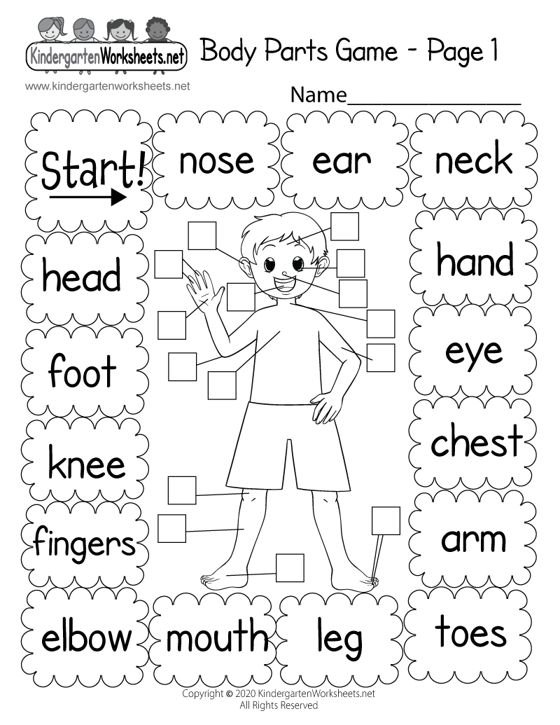 Free Printable Body Parts Game Worksheet pertaining to FREE Printable Body Parts Worksheets