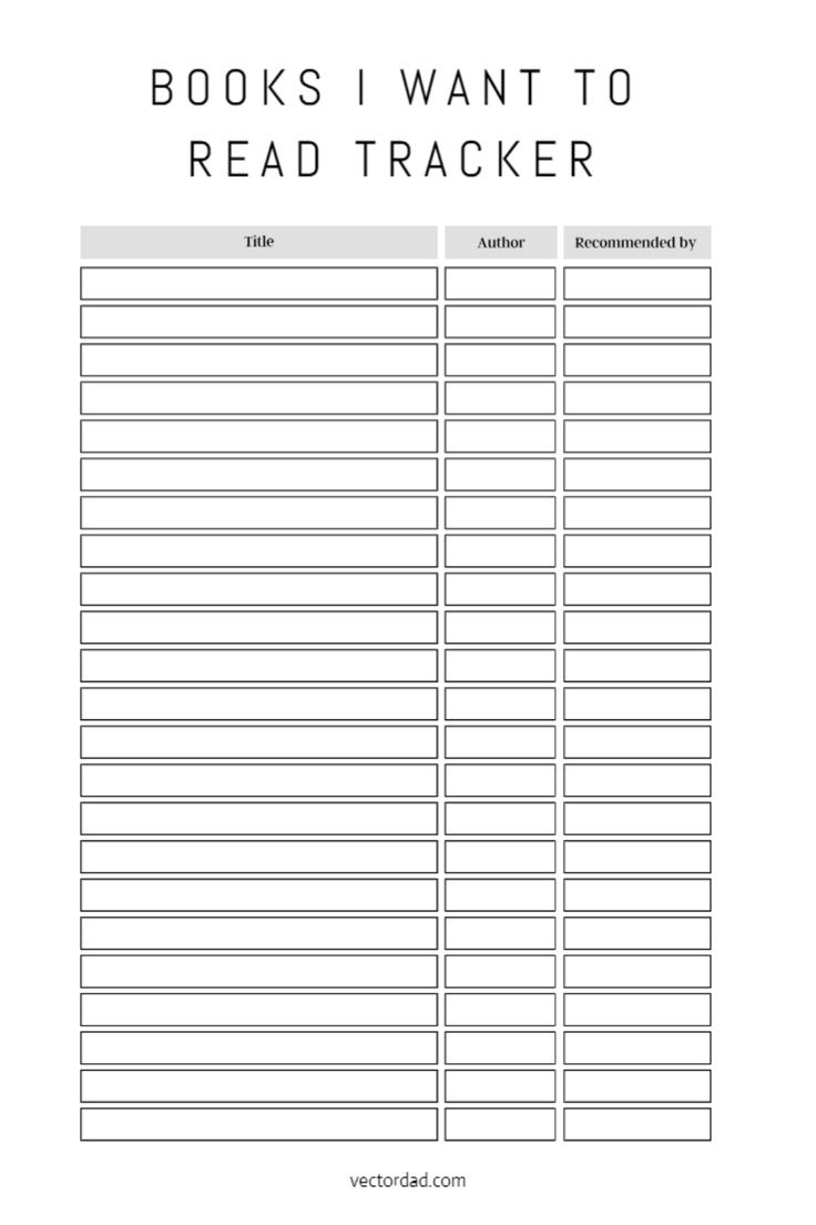 Free Printable Books I Want To Read Tracker Template with Free Printable Book Reading List