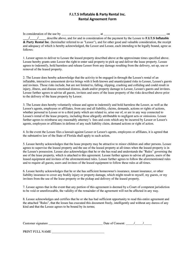 Free Printable Bounce House Rental Agreement: Fill Out &amp;amp; Sign inside Free Printable Bounce House Rental Agreement