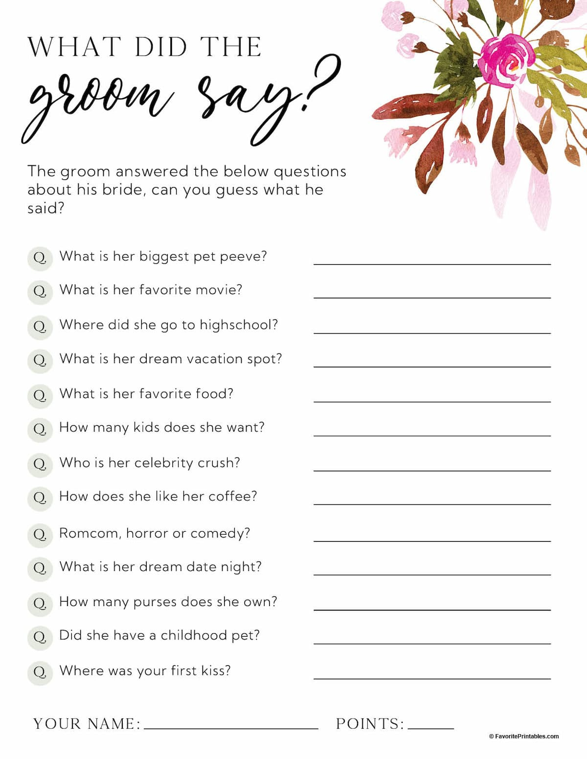 Free Printable Bridal Shower Games - Favorite Printables for Free Printable Bridal Shower Games With Answers