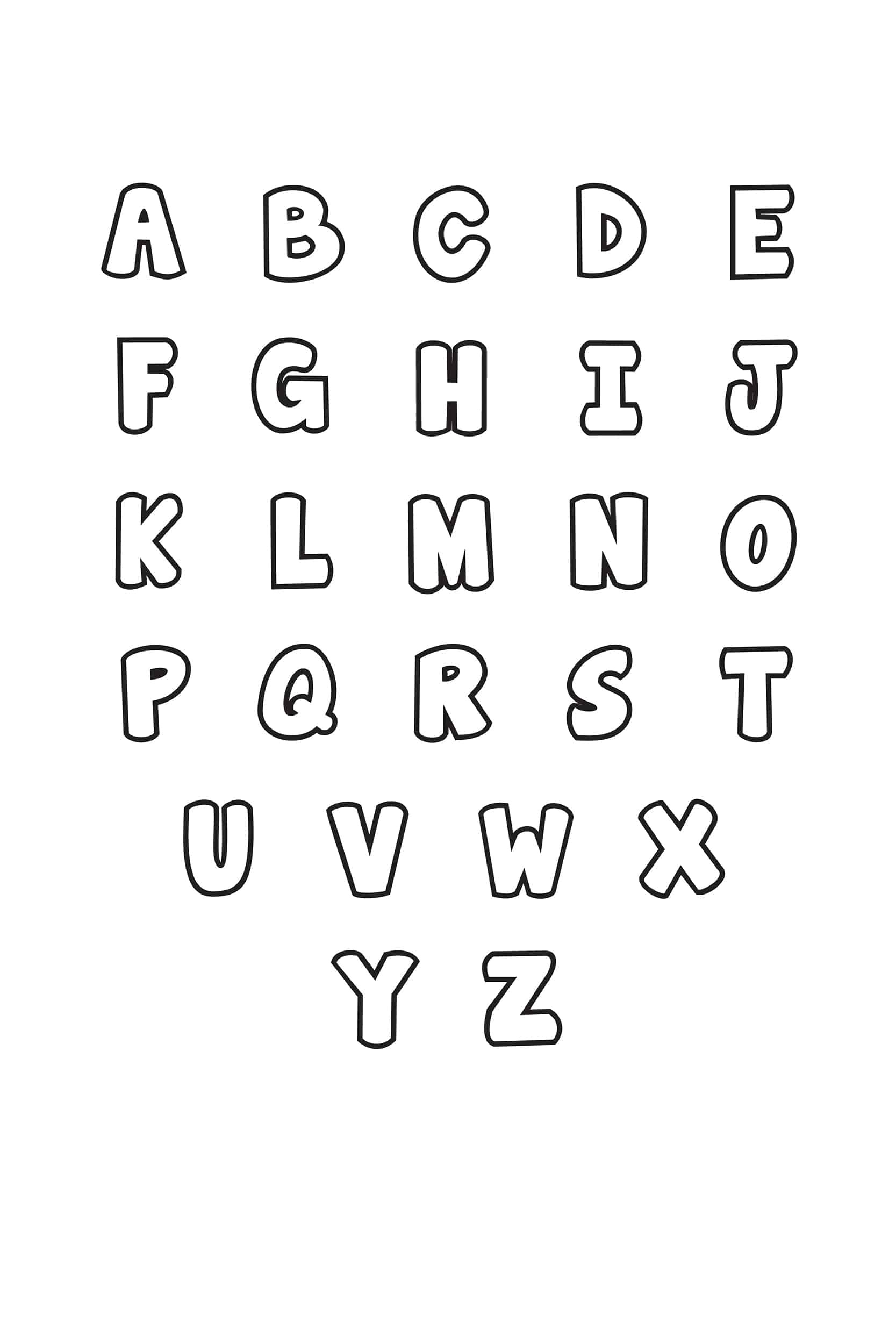 Free Printable Bubble Letter Alphabet Stencils in Free Printable Block Letters To Cut Out