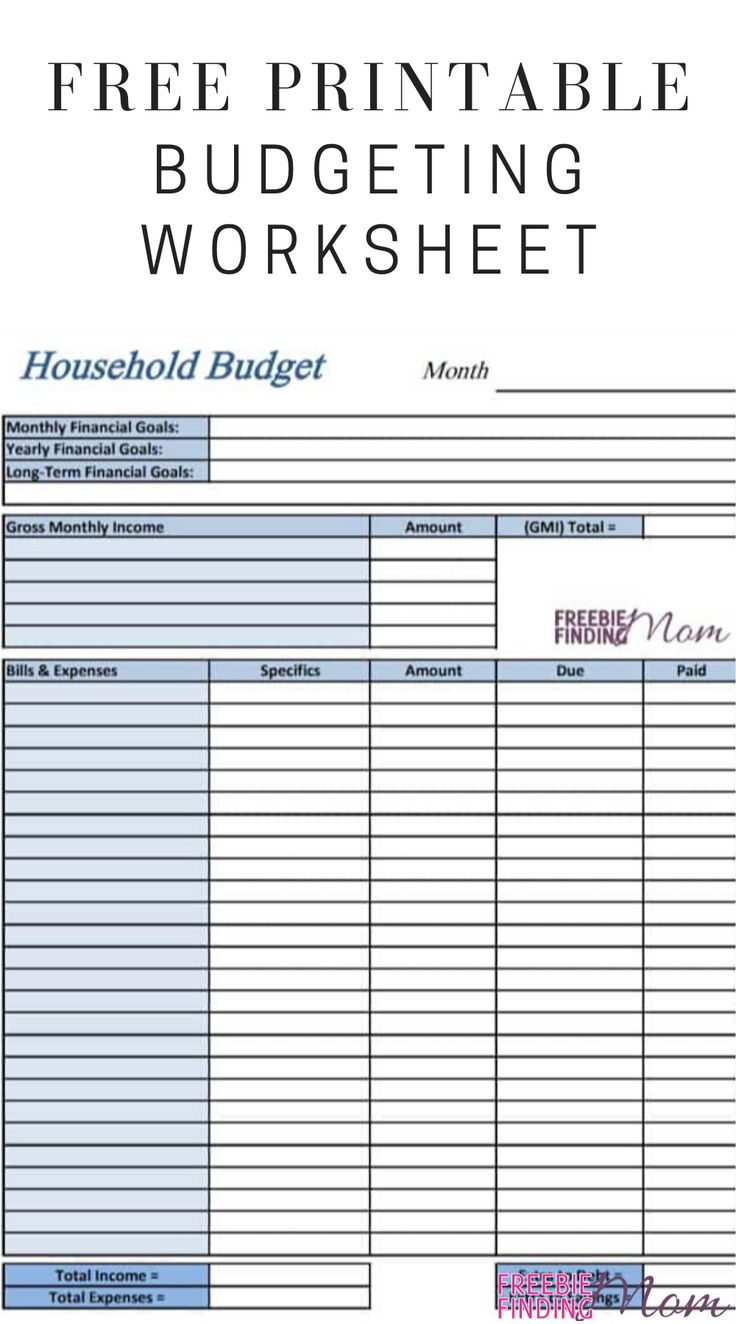 Free Printable Budget Worksheet intended for FREE Printable Budget Worksheets For Household