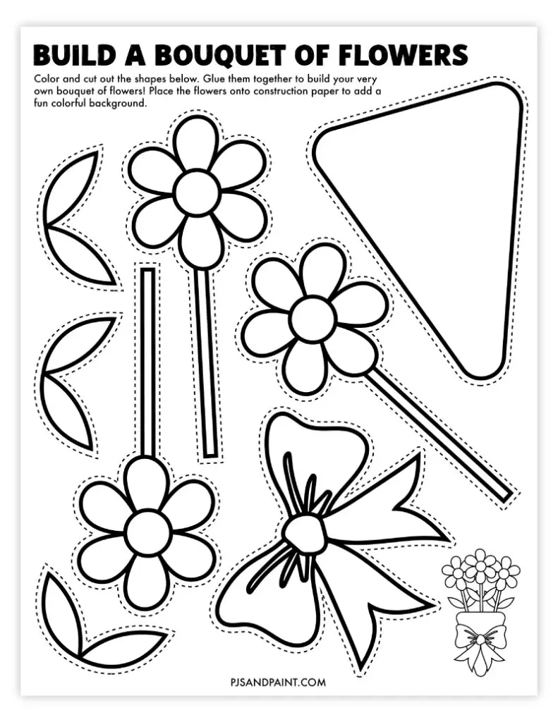 Free Printable Build A Bouquet Of Flowers Craft - Pjs And Paint in Free Printable Bouquet Of Flowers