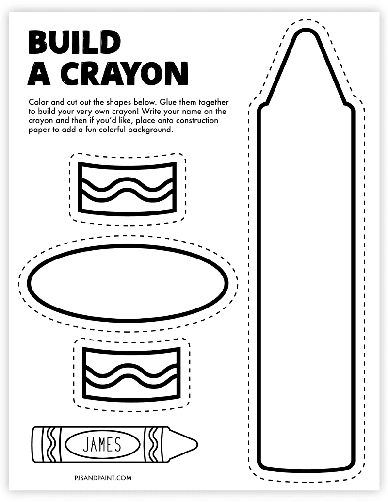 Free Printable Build A Crayon Craft - Pjs And Paint with regard to Free Printable Blank Crayon Template