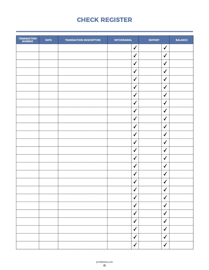 Free Printable Check Registers - 28 Checkbook Ledger Pdfs inside FREE Printable Bank Register Sheets