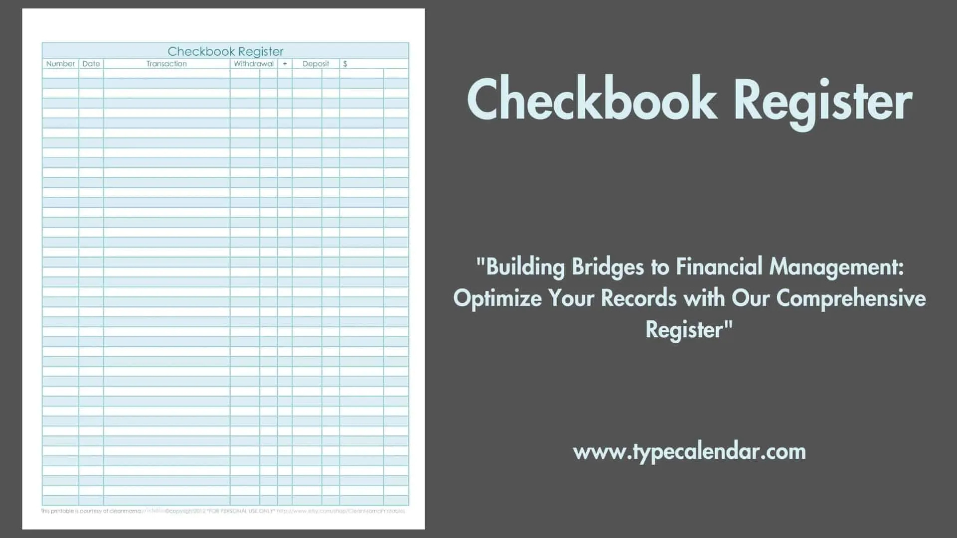 Free Printable Checkbook Register Templates [Pdf, Excel] throughout FREE Printable Bank Register Sheets