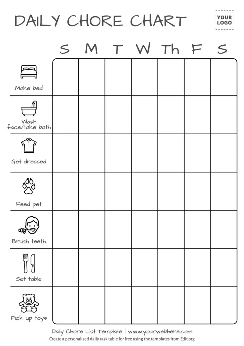 Free Printable Chore List Templates inside FREE Printable Blank Chore Charts
