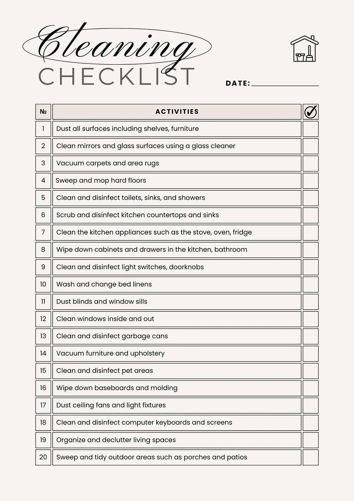 Free Printable Cleaning Checklist Templates | Canva inside Free Printable Bedroom Cleaning Checklist