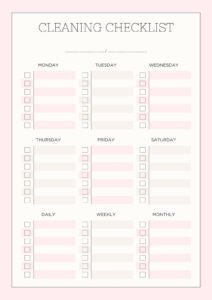 Free Printable Cleaning Checklist Templates | Canva inside FREE Printable Blank Cleaning Schedule