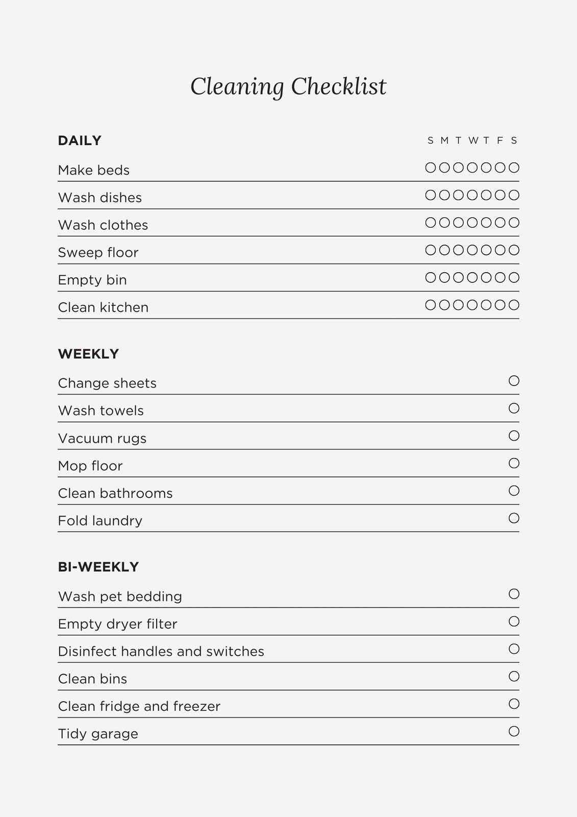 Free Printable Cleaning Checklist Templates | Canva intended for FREE Printable Blank Cleaning Schedule