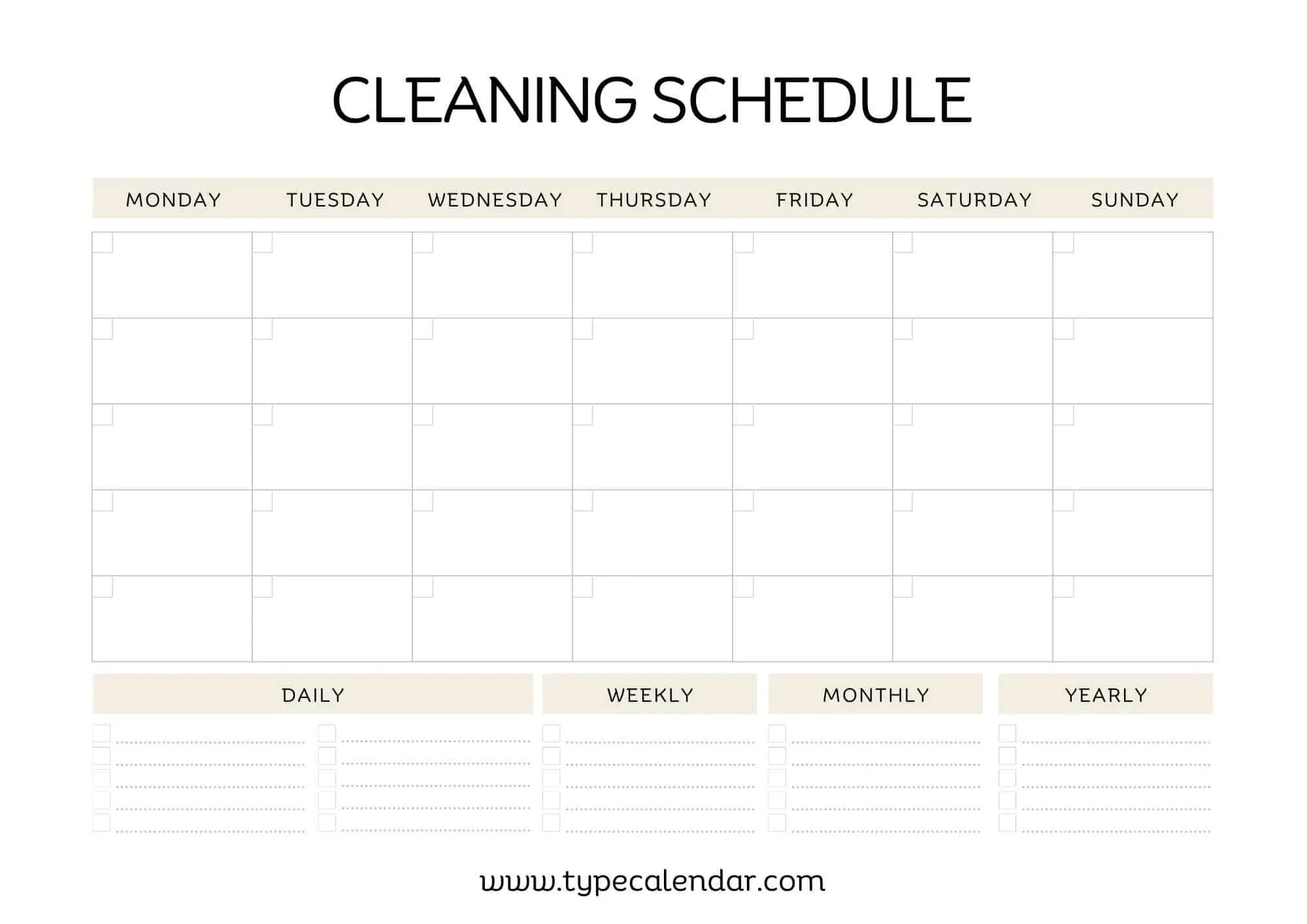 Free Printable Cleaning Schedule Templates [Pdf, Excel, Word] within FREE Printable Blank Cleaning Schedule