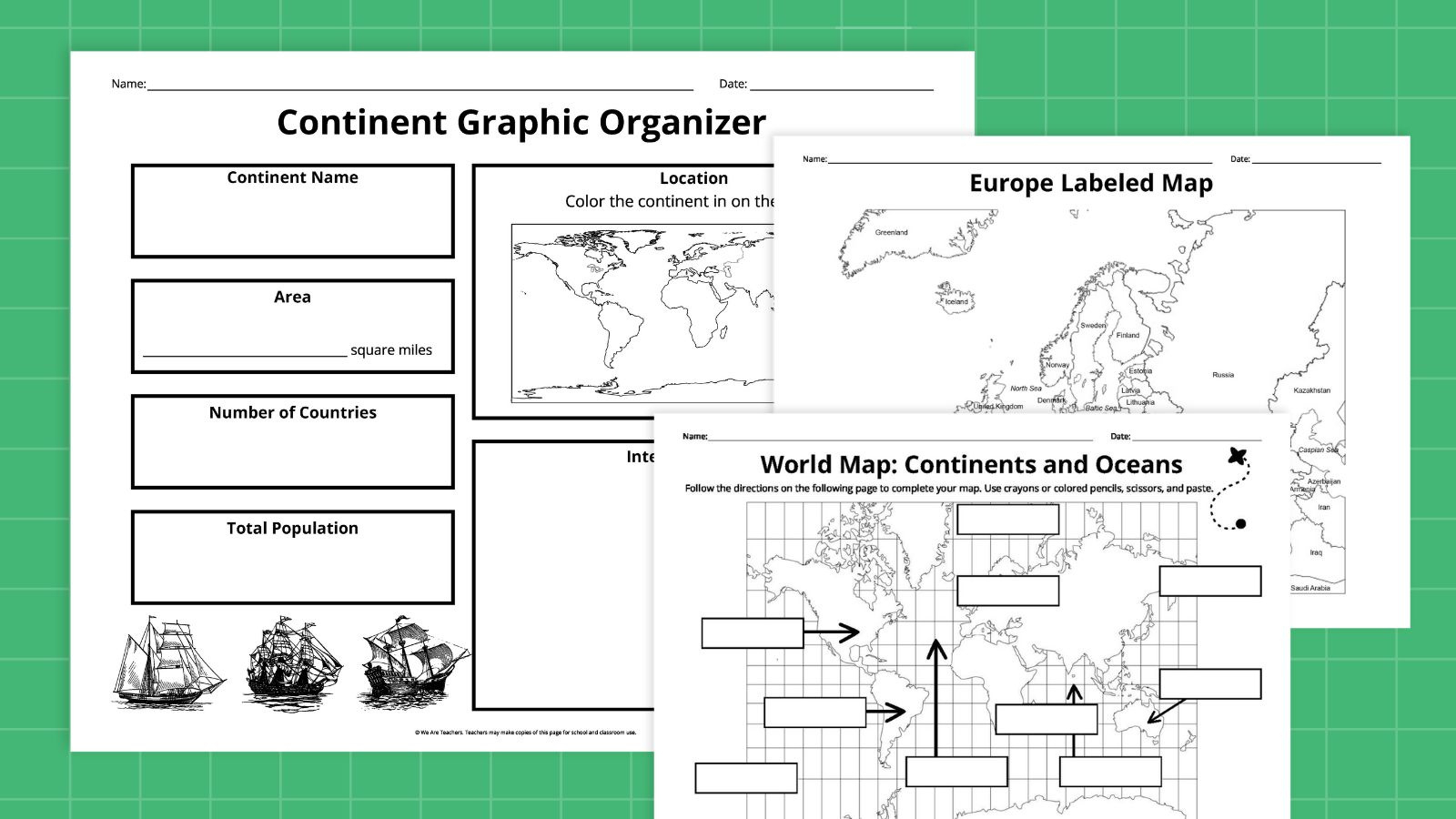 Free Printable Continents And Oceans Map Bundle for Free Printable Blank Map Of Continents And Oceans